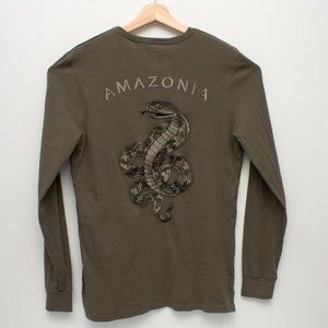 Stroy Amazonia Snake Embroidered Long Sleeve T Shirt Large Dark Olive Green